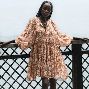 Daughters of India Kyra Mini Dress - Camel (S)